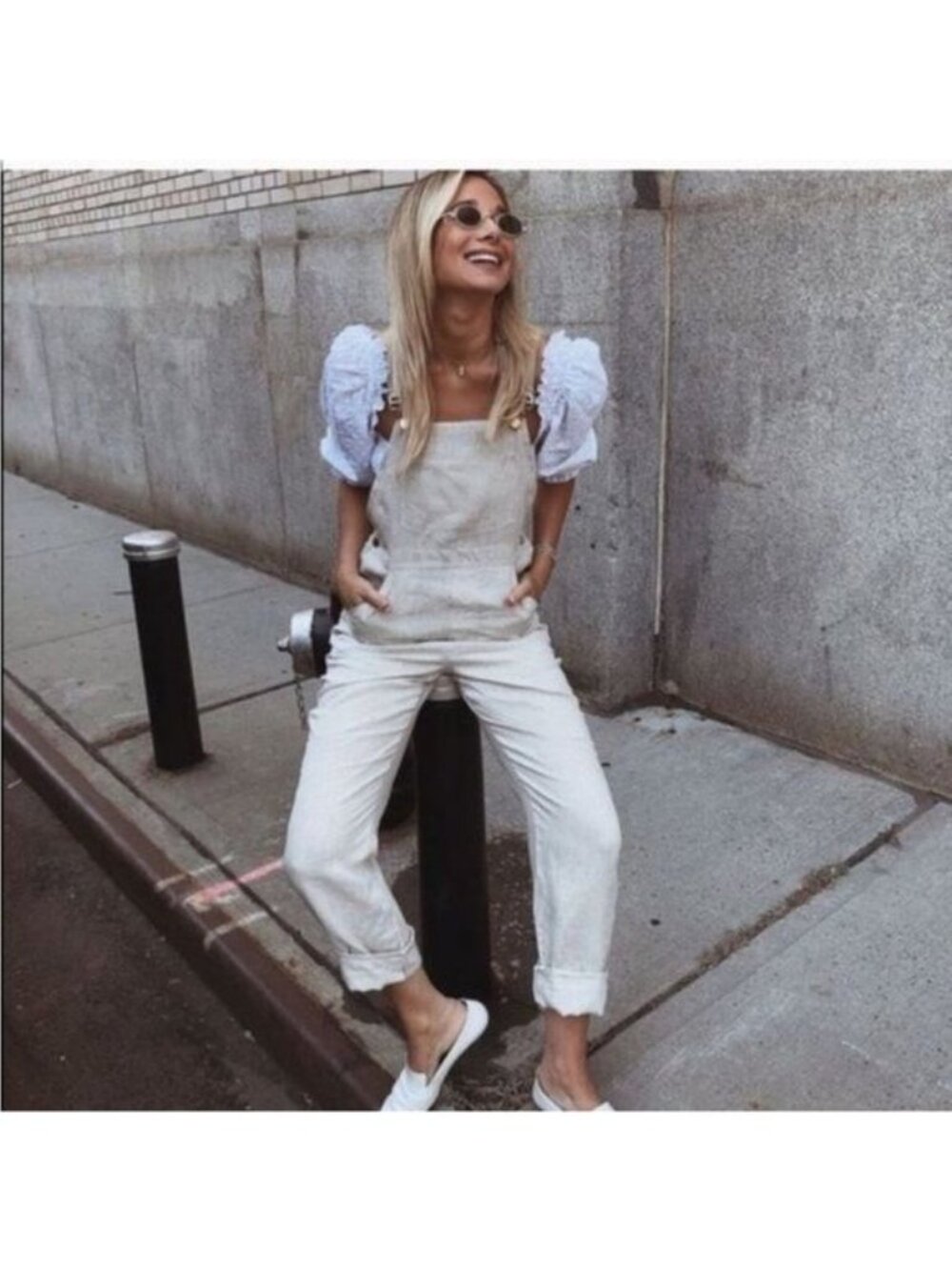 WEWOREWHAT Basic Overall Linen 125 Off White XSmall
